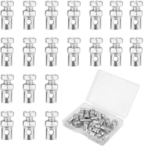 NQEUEPN 20pcs Universal 1/8 Throttle Brake Cable Ends, Go Kart Throttle Cable Stops Locks Bicycle Brake Cable Crimp Ends for Bike Motorcycles Scooters Lawn Mowers Tractors (Silver)
