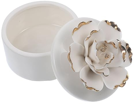 Ciieeo Ceramic Jewelry Storage Box with Lid for Rings and Small Earrings, Decorative White Jewelry Organizer Jar with Comfortable Touch, for Home Decoration and Keeping Bracelets Neat