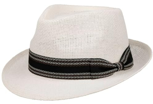 Lipodo Montreal Trilby Strohhut Unifarbener 100% Stroh Eleganter Hut Damen Herren Frühjahr Sommer