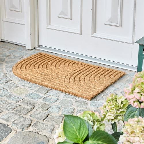 ASTRA Modern Doormat - Coconut Mat 45 x 75 cm Rounded Natural - Non-Slip Dirt Trapper Mat Robust - Outdoor Door Mat Indoor