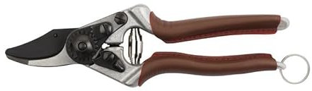 FELCO 6 ELITE forbice ergonomica compatta per destrimani mano media, manici in pelle, lama F-Tech nera, taglio 20 mm, 195 mm, strumento durevole svizzero