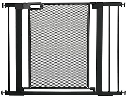 PawHut Barrière de sécurité pour Animaux Domestique avec Fermeture Automatique Double Verrouillage Largeur 75-103 cm Noir