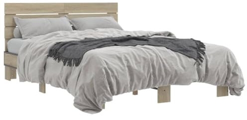 ShGaxin Bettgestell Sonoma-Eiche 120x200 cm Holzwerkstoff und Metall, Bett, Jugendbett, Schlafzimmer Bett, Bed Frame - 3280153