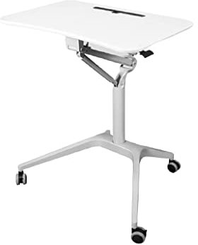 Überbetttisch, mobiler Überbetttisch, Sitz-Steh-Schreibtisch, höhenverstellbar, stehender Laptop-Schreibtischwagen, rollender Couchtisch auf Rädern für das Home-Office