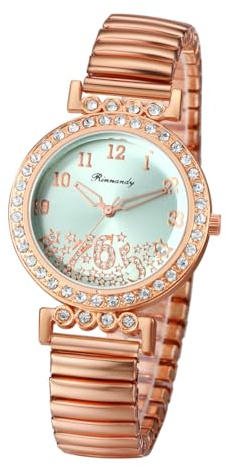 JewelryWe Orologio Elastico da Polso da Donna: Orologio Analogico Cinturino in Acciaio Inssidabile con Zirconi Brillanti Idee Regalo per Lei