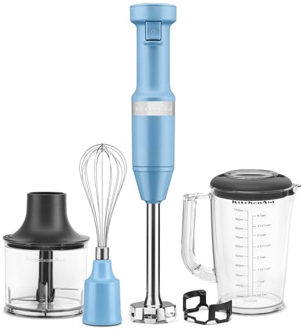 KitchenAid Mixeur plongeant filaire à vitesse variable avec accessoires, velours bleu, KHBV83VB
