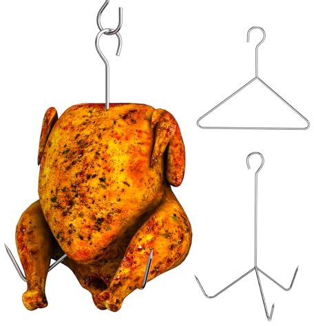 AJinTeby Turkey Fryer Accessories, Turkey Deep Fryer Lifting Hook, Turkey Rack and Lifting Hook Kit, Vertical Deep Fry Chicken Hanger with Lifter, Turkey Fryer Accessory Kit