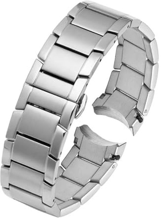 NINOMA Stainless Steel Strap Compatible With Armani AR2447 AR2448 AR2434 AR2432 AR2433 Series Butterfly Buckle Black Silver Rose Gold Watch Strap(Silver)