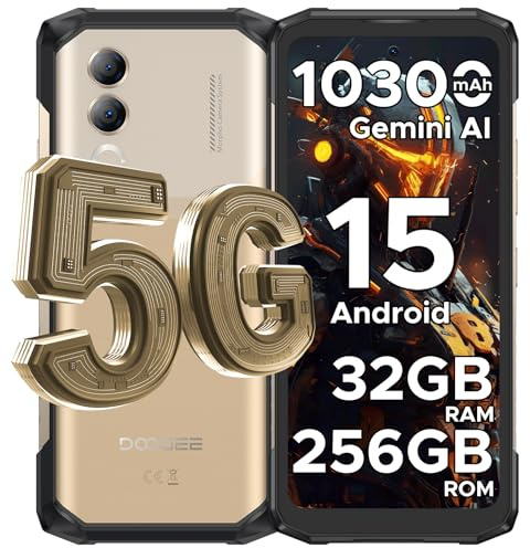 DOOGEE BLADE20 Turbo Telephone Portable Incassable 5G Smartphone Incassable 32Go RAM+256Go ROM/TF 2To, 10300mAh, Android 15,Caméra AI 50MP, Écran 6.6 90Hz, Charge Rapide 33W/NFC/OTG/Dual SIM
