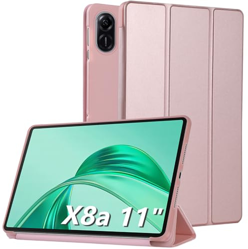 Bighan Étui compatible avec Honor Pad X8a 11, support à trois volets avec fonction veille/automatique, or rose