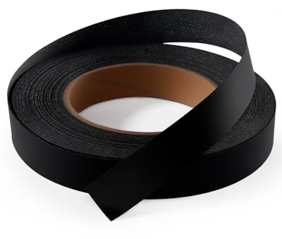 FAKILO Melamin-Kantenband, schwarz, 19 mm x 16 m, Furniereinfassung, einfache Anwendung, zum Aufbügeln, für Schranksperrholzreparaturen, Möbelrestaurierung