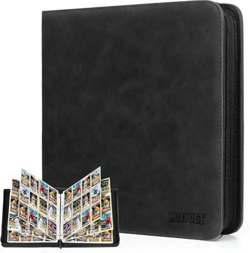 MIXPOET Album per carte da collezione, 12 tasche con custodie per 960 card, rilegatura per carte di credito YGO MTG TCG