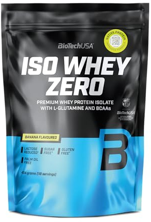 BioTechUSA Iso Whey Zero | Premium Whey Protein Isolate | Grass-Fed | Enzyme-Free | Sugar- and Gluten-free, 454 g, Banan