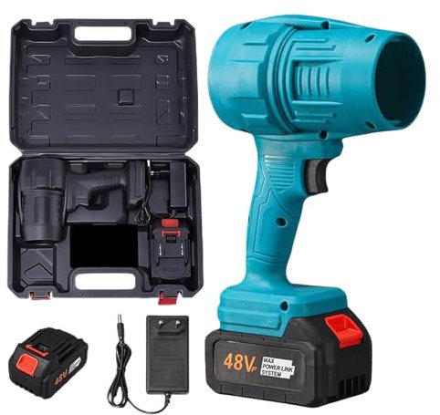Soffiatore a batteria, spazzaneve e soffiatore di polvere, soffiatore portatile variabile con caricatore a batteria, per giardino, prato, terrazza auto