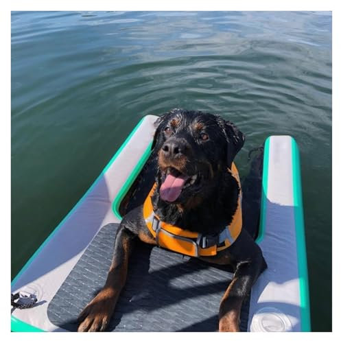 MZZKFC Inflatable Dog Pool Water Ramp, Portable Dog Pool Ladder Above Ground Pool with Anti-slip EVA Pad, Lightweight Dog Dock for Water Park/Pet Swimming Pool/Resort(Green)