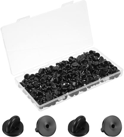 Classicseali 250 Stück Schmetterlingsverschluss für Pins, Pin Verschluss Gummi, Gummi Pin Rückseite für Broschen,Krawatten,Hüte,Abzeichen,Revers Rückseiten,Hutschnallen (Schwarz)
