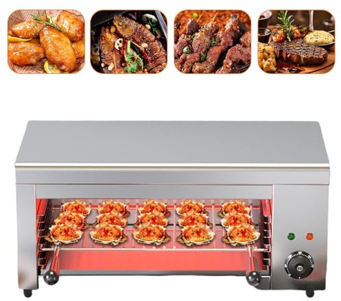 TBANVOO Stainless Steel Steak Broiler, 2000W Commercial Salamander Broiler, 120-570°F Temperature Adjustable for Beef Chicken Vegetables