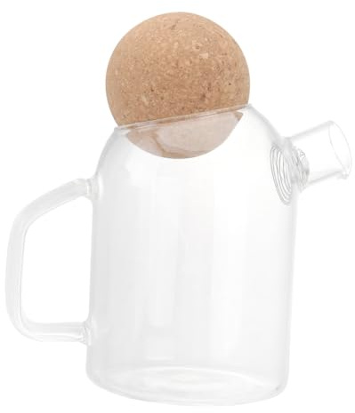 FELTECHELECTR Jarra de Vidrio con Tapón de Corcho Tetera de Vidrio Grueso para Infusiones Jarra Transparente para Agua Té y Jugos para Uso Doméstico y Oficina