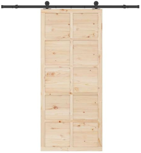 Hoodmeel Porte Scorrevoli, Porta, Porte Scorrevoli da Interno, Porte Interne, Porta Scorrevole Marrone 100x208cm in Legno di Pino Massello