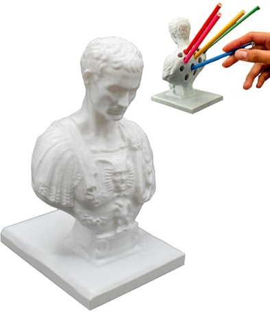 GTFYUDGH Caesar pennhållare, 16,5x11,5x9 cm syntetisk harts caesar pennhållare kontorsdekoration, kejsarer kreativ kontorsorganisatör, byststaty pennhållare juli-kejsarer