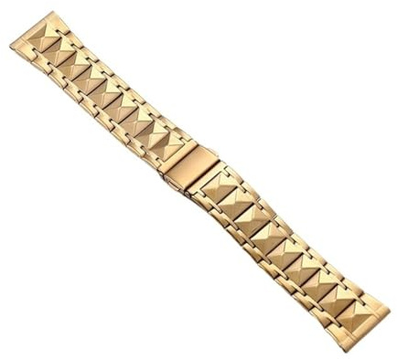 Klassiskt rostfritt stålarmband i borstad metall, dam- och herrklockor, utbytbart dubbelspänne(Gold)