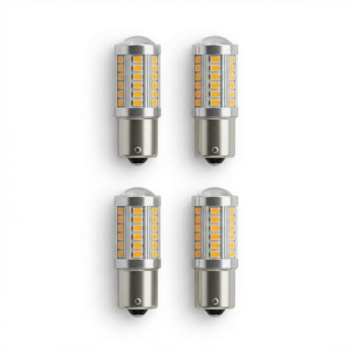 Xevtrak 4PCS 1156 BA15s LED Bulb, Amber Turn Signal Light with Bright Output and Waterproof Housing, PY21W LED Bulb for Easy Install, for Turn Signal Lights Indicator Bulb Reverse Signal Bulb
