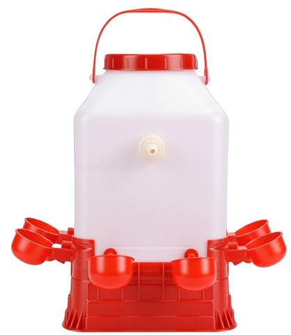 lyrlody Automatisk Fjäderfävattnare, 10L Kycklingvattenbehållare i Plast med 4 Skålar för gårds- och Trädgårdsbruk