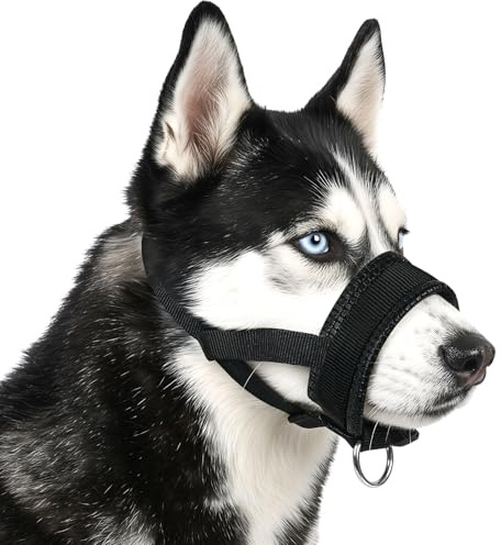 AUAUY Bozal de Nylon para Perros, Bozal Lazo Ajustable, Negro (S) | Transpirable y Cómodo, Para Evitar Mordidas y Ladridos, Ladridos y Masticación, Entrenamiento