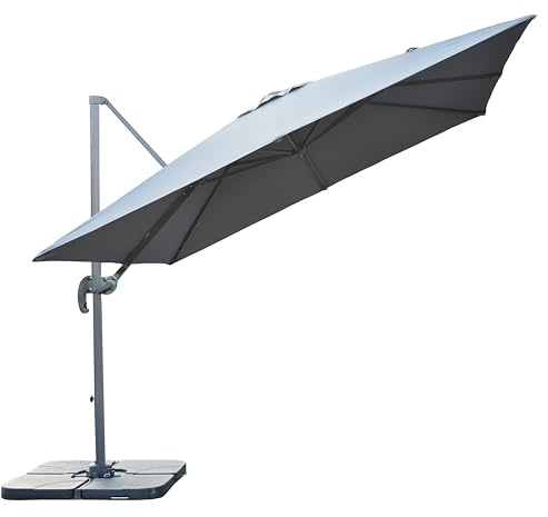 Domo Mea Ombrellone a Palo Laterale 4x3m in Alluminio Ecrù - Protezione Solare 360°
