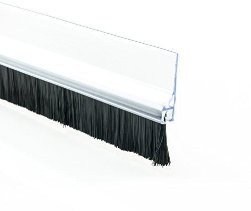DQ-PP Türbodendichtung | PVC | 98 cm | Transpartent | Selbstklebend | Streifenbürste | Türbürstendichtung | Türdichtung | Bodenabdichtung mit Bürste | Dichtbürste | Bürstenleiste