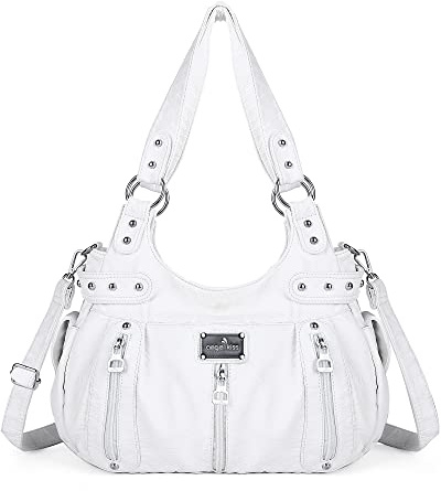 Angelkiss Große Geldbörsen und Handtaschen für Damen, gewaschenes Kunstleder, Crossbody, Hobo Schultertasche, Tragetasche