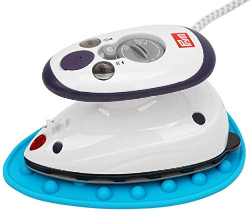 Prym Mini Dampf Bügeleisen mit SEMPLIX Silikon Ablage (türkis), Kleines Leichtes Dampf Bügeleisen Für Reise und Zuhause