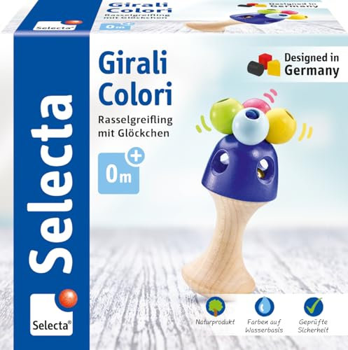 Selecta 61062 Girali Colori, Stielgreifling aus Holz, 10 cm, mehrfarbig