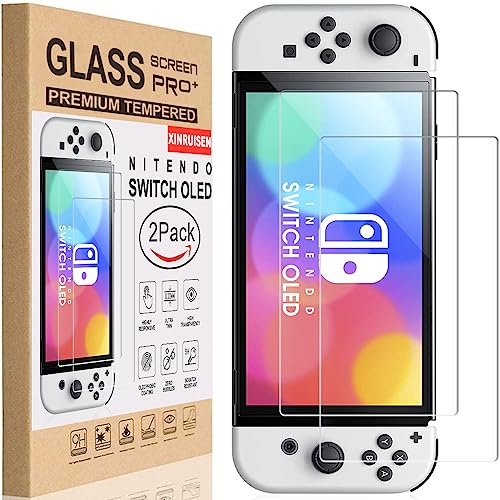 XINRUISEN 2-Stück Panzerglas Schutzfolie für Nintendo Switch OLED,Displayschutz für Switch OLED NEW Modell Screen Protector Panzerglasfolie Schutzglas Folie Displayschutzfolie Glas
