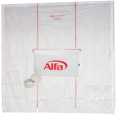 Alfa Staubschutzwand 3,3 m x 3,2 m Profi-Qualität mit Transportbeutel und beiliegendem Klebeband, extrem reißfest