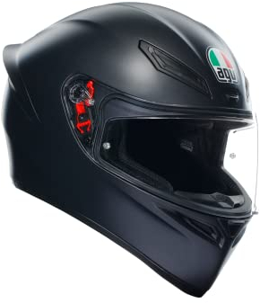 AGV - Helmet K1 S E2206, Full-face Motorbike Helmet, ECE, for Men, Racing Style with Spoiler, Air Intakes and Scratch Resistant Visor, 190° Field of View, with Intercom Ready, Matt Black