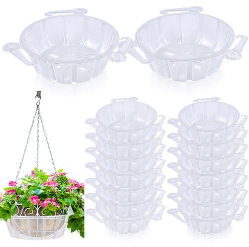Marsui 20 bandejas Colgantes para Plantas, bandejas de Goteo de plástico de 10 Pulgadas, Bandeja de Agua para Plantas, platillo de Goteo, macetas Colgantes, colector de Agua, Ganchos Transparentes