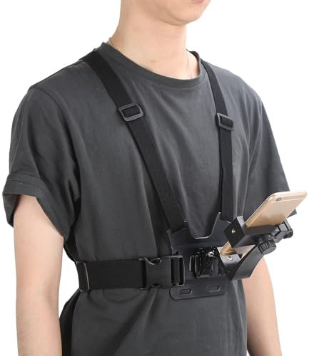 Chest Mount Harness, Action Camera Adjustable Chest Strap Harness, Mobile Phone Chest Strap Harness Mount Chest Mount Harness Strap Holder for Cell Phone Action Camera