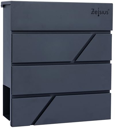 Zelsius brevlåda solid med tidningsfack | Postlåda i RAL7016 antracit | integrerad mjuk stängningseffekt | vägg- eller stativmontering | brevlåda, väggbrevlåda, brevlåda, brevlåda, brevlåda