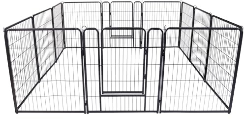 TRMLBE Welpenauslauf 12-teilig Welpenlaufstall Faltbar Hunde Laufgitter Freilaufgehege Welpenzaun Hundelaufstall mit 2 Tür Freigehege für Hunde Kleintiere Kaninchen (65 x 80 cm, 12 Stück)