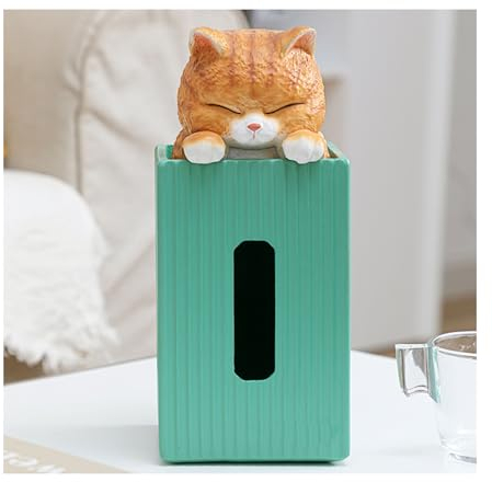 Harz Vertikale Kosmetiktücherbox, Kreativität Katze Taschentuchspender, Niedlich Katzen Taschentuchbox Dekoration für Esszimmer Badezimmer Wohnzimmer Schlafzimmer Büro