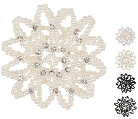 Netproshop Elegantes Haarnetz für Dutt, Knoten Haarnetz Pearl für festliches Outfit Hochzeiten, Farbe:Pearl-Strass