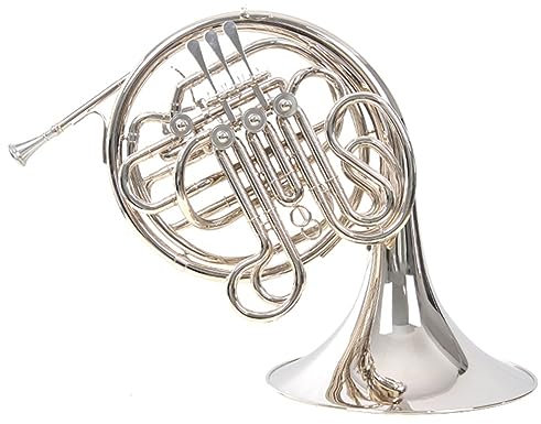 HDYNUZ 4-Tasten-Doppelhorn F/Bb-Waldhorn, Musikinstrumente, einteiliges Glocken-Doppelhorn, versilbert, für Anfänger und professionelle Leistung