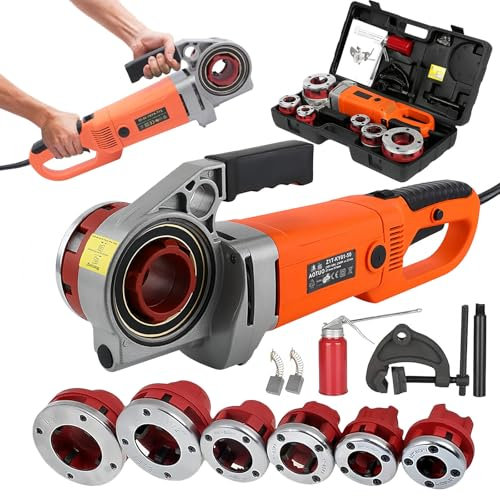 SAIYERUS Filettatrice Elettrica, 2300W, Tagliatubi Portatile da 1/2 - 2 - 2, per Tubi in Ferro, Set di Filettature per Tubo, per La Riparazione e La Manutenzione delle Tubazioni in Acciaio