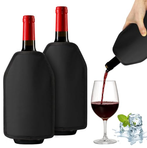 Funda Enfriadora de Botella de Vino 2 Unidades, Enfriador Rápido Wine Cooler de Gel Refrigerador, Bolsa Enfriador para Vino Espumoso Champán Cerveza y Botellas