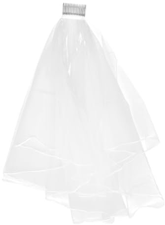 NIYANGLE doppellagige Bänder Haarschmuck für die Braut lange Schleier für Frauen Hochzeit Schleier für Bräute wedding hair accessories bridal veil Schleier aus Garn Mesh-Mantilla Weiß