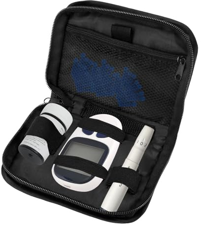JLFDLLYYZQ Sac pour diabétique, Organiseur pour diabétique, pour Stylo à insuline, bandelettes de Test, Étui pour Fournitures Diabétiques, Sac de Voyage pour diabétiques Noir (étui Uniquement)