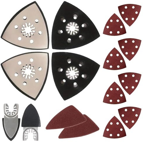 Lot de 14 plaques de ponçage triangulaires - Plaque abrasive fine - Plateau de ponçage multifonction avec ponceuse triangulaire - Plaque abrasive triangulaire fine - Pour bois, métal, plastique dur