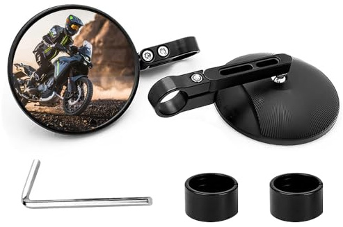 KBIBCK Specchietto retrovisore per moto, 2 pezzi, E24, omologato, omologato E, girevole a 360°, stabile (specchio) (Circle)