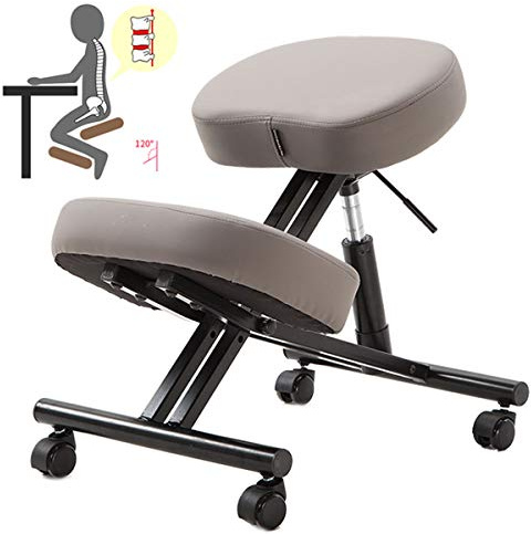 GYKOZY Kniestuhl höhenverstellbar, ergonomischer Kniestuhl, Verstellbarer Hocker, Korrekturstuhl mit Rad zur Linderung von Nacken- und Beinermüdung, PU-Leder